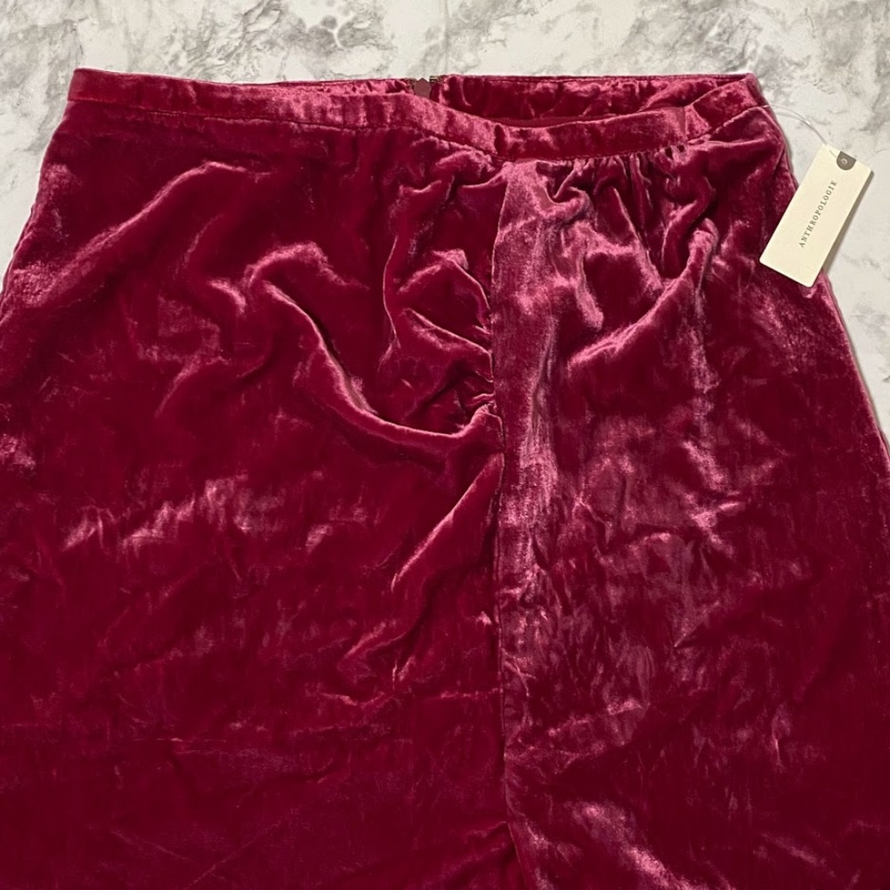 Anthropologie red velvet mini skirt. Fall wardrobe. Size 10. - Picture 5 of 9